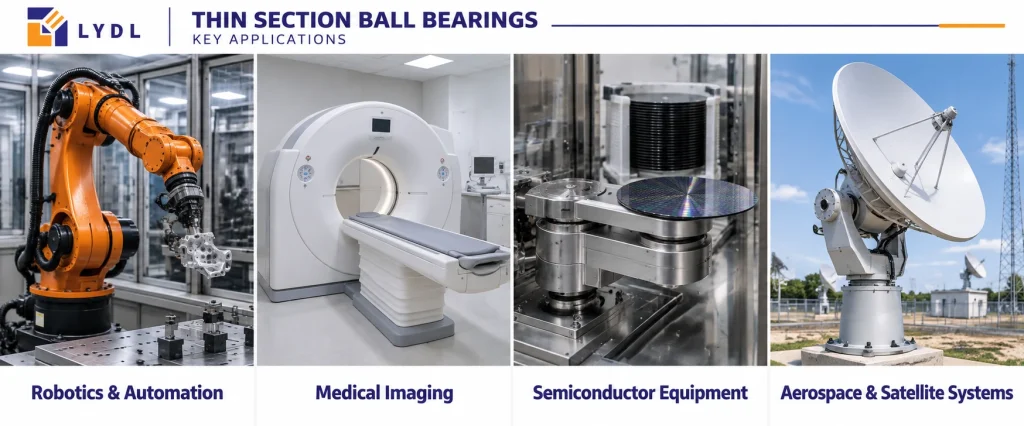 LYDL thin section ball bearing applications in robotics semiconductor and medical equipment
