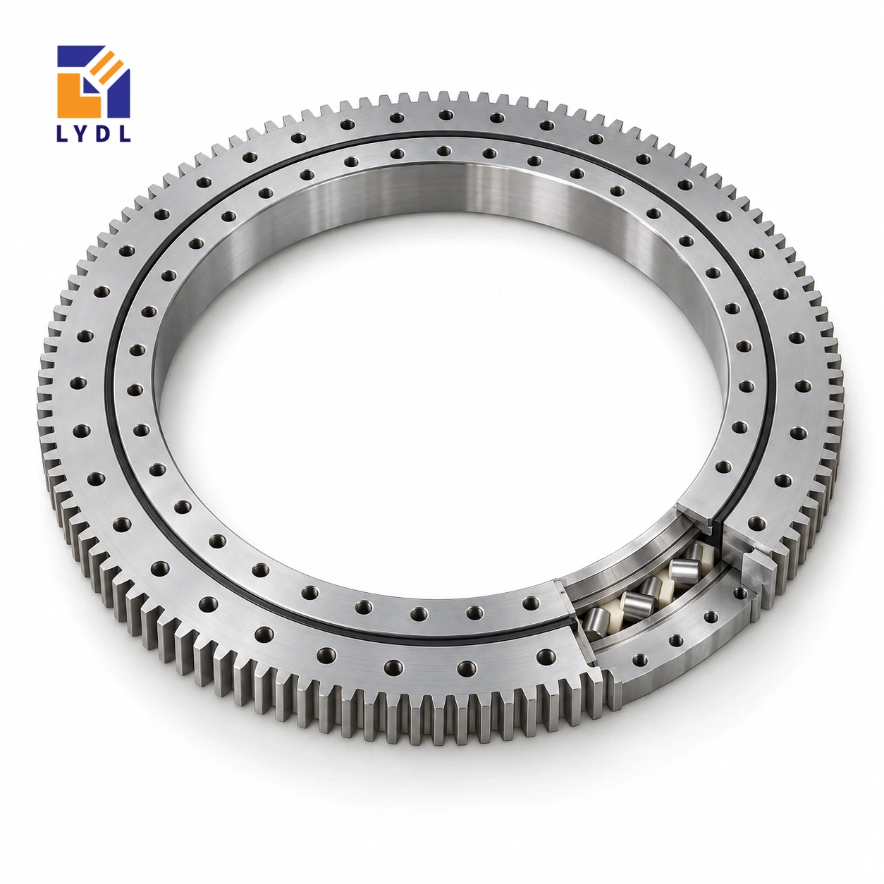 XA Series Slewing Bearing Cutaway | LYDL Cutaway view of XA series crossed roller slewing bearing showing roller raceway