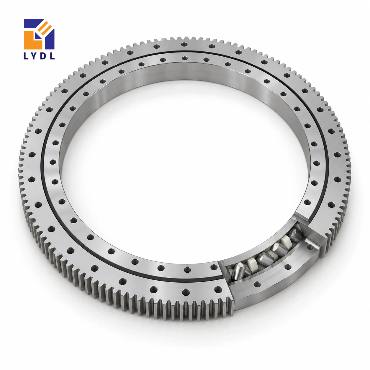 XSA Series Slewing Bearing Cutaway | LYDL Cutaway view of XSA series crossed roller slewing bearing showing roller raceway