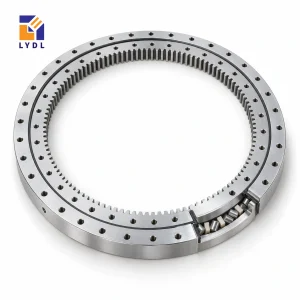 Cutaway view of XSI series crossed roller slewing bearing showing roller raceway