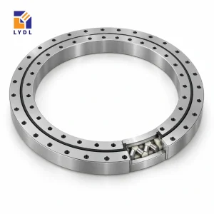 Cutaway view of XSU series crossed roller slewing bearing showing roller raceway